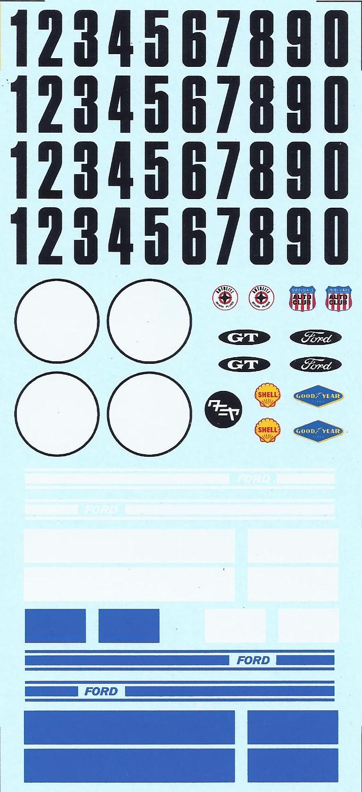 DEC423 - 1/24 Decal Sheet - Tamiya Ford GT40 open car